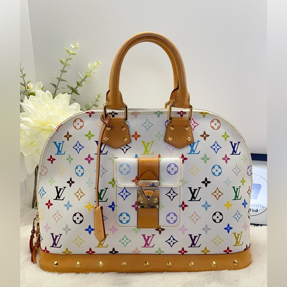 Louis Vuitton Alma GM Multicolor White Monogram Handbag